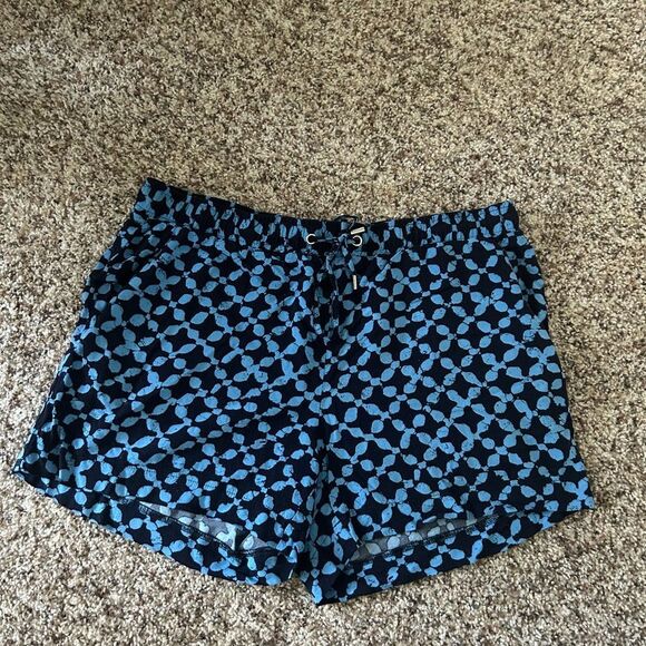 Michael Michael Kors Blue and Black Flowy Geometric Pattern Shorts - Picture 1 of 10